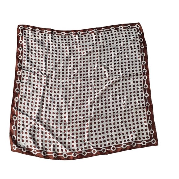 Vintage Signed Vera Scarf Polka Contrasting Border Hand Rolled Silk Square 31" - Picture 9 of 9